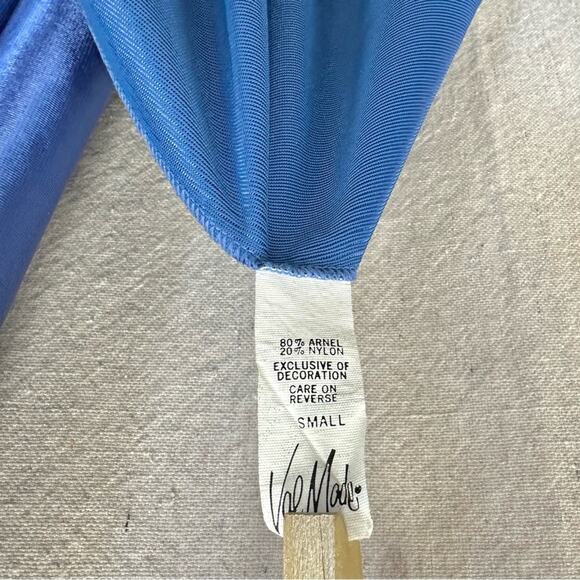 Val Mode vintage 70s blue satin maxi length robe with cord rope tie belt Small - Picture 5 of 16